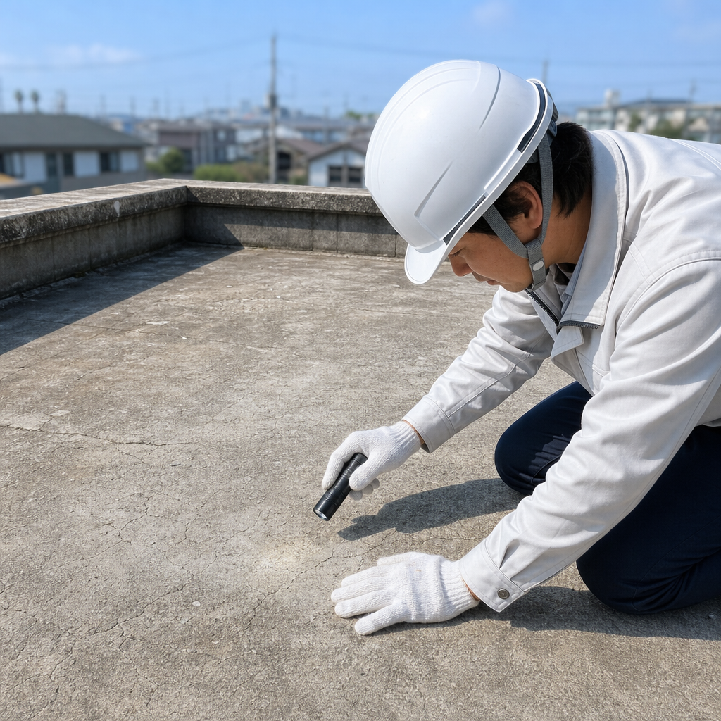 下地の状態確認が防水工事の要
