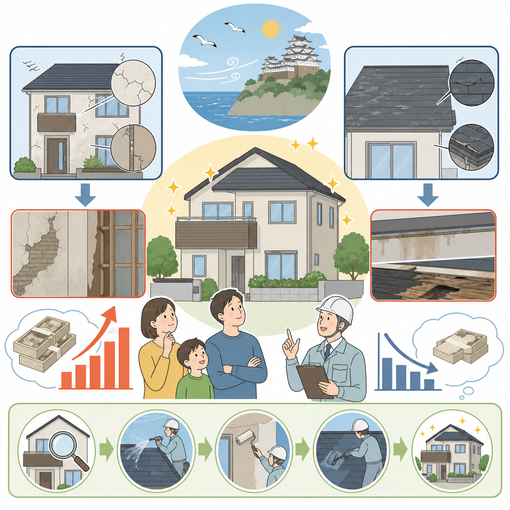 外壁・屋根塗装も同じ！姫路市の建物を守る「早めのメンテナンス」が賢い選択