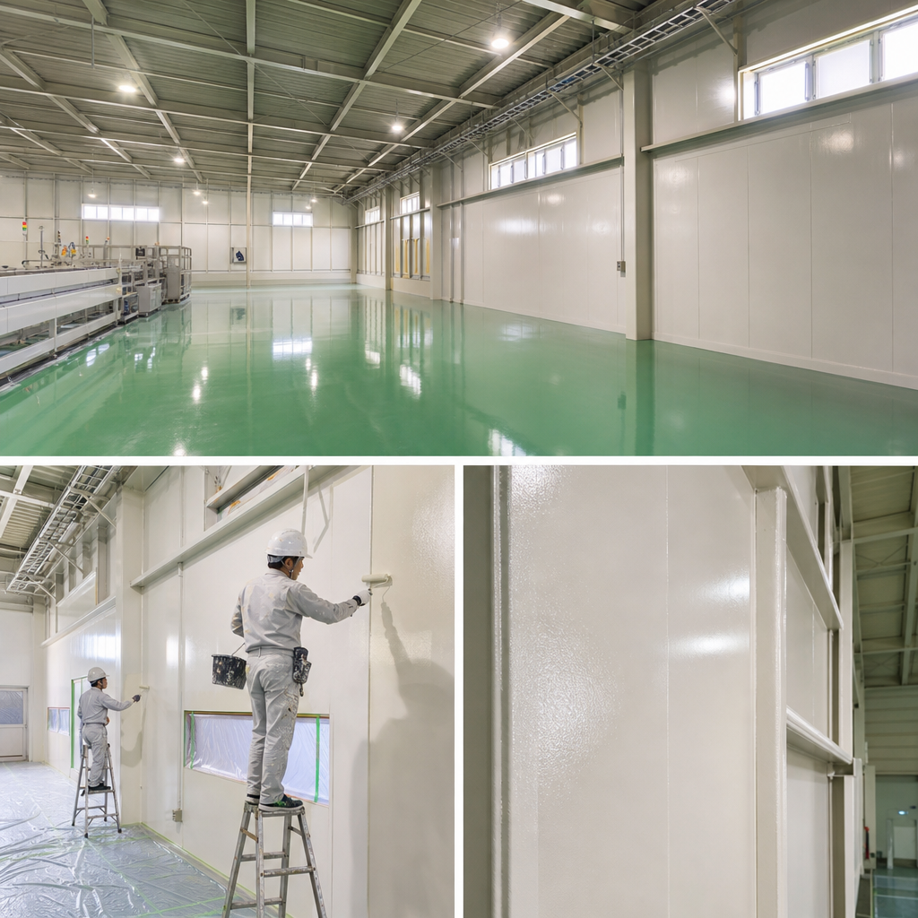工場内装塗装の施工事例｜短工期でも妥協なき仕上がりを