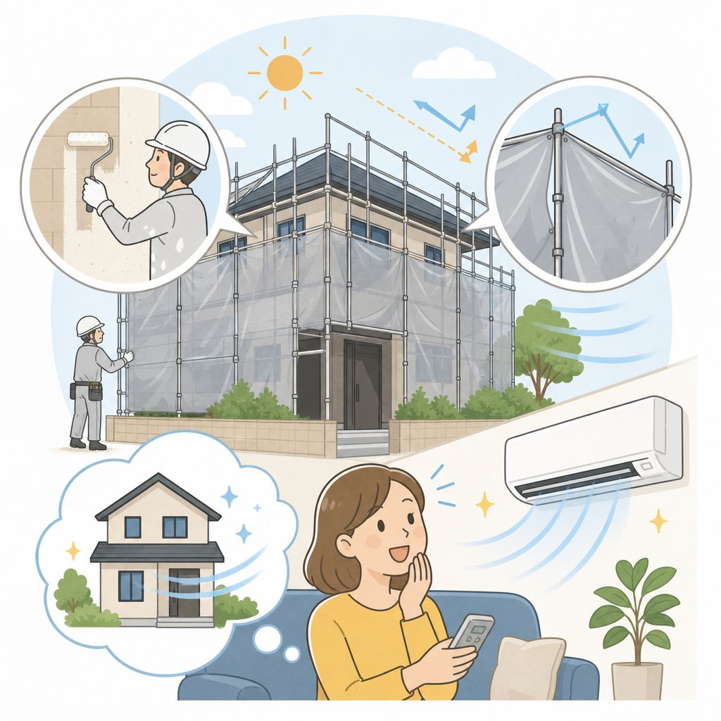 工事中に「なんか涼しい気がする」と言われることがあります